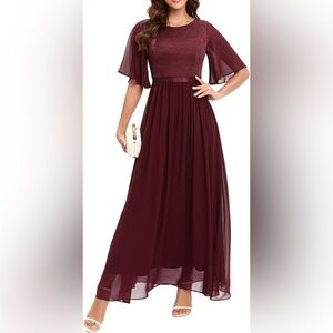 Elegant Burgundy Evening Gown